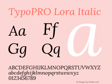 TypoPRO Lora Italic Version 1.014图片样张