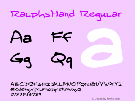 RalphsHand Regular Handwriting KeyFonts, Copyright (c)1995 SoftKey Multimedia, Inc., a subsidiary of SoftKey International, Inc. Font Sample