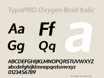 TypoPRO Oxygen Bold Italic Version 1.000 Font Sample