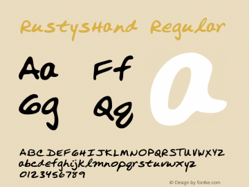 RustysHand Regular The IMSI MasterFonts Collection, tm 1996 IMSI (International Microcomputer Software Inc.) Font Sample