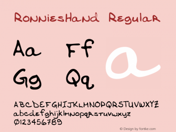 RonniesHand Regular Handwriting KeyFonts, Copyright (c)1995 SoftKey Multimedia, Inc., a subsidiary of SoftKey International, Inc.图片样张