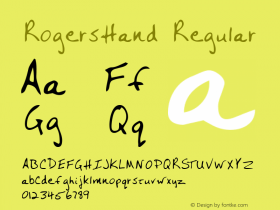 RogersHand Regular The IMSI MasterFonts Collection, tm 1996 IMSI (International Microcomputer Software Inc.) Font Sample