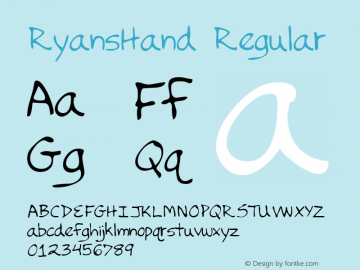 RyansHand Regular Copyright (c)1996 Expert Software, Inc. Font Sample