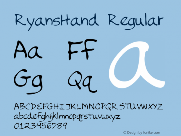 RyansHand Regular Handwriting KeyFonts, Copyright (c)1995 SoftKey Multimedia, Inc., a subsidiary of SoftKey International, Inc.图片样张