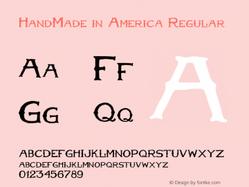 HandMade in America Regular 1.000 Font Sample