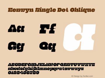 Kenwyn Single Dot Oblique Version 1.000 Font Sample