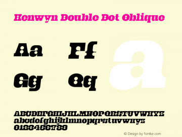 Kenwyn Double Dot Oblique Version 1.000 Font Sample