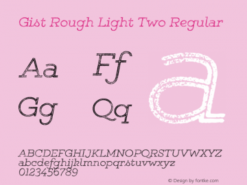 Gist Rough Light Two Regular Version 1.001 2014 Font Sample