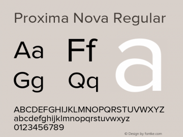 Proxima Nova Regular Version 1.101;PS 001.001;hotconv 1.0.38 Font Sample