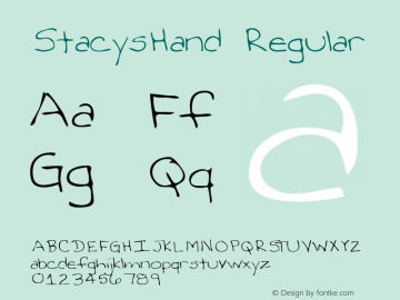 StacysHand Regular Copyright (c)1996 Expert Software, Inc. Font Sample