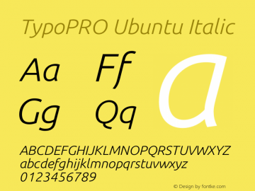 TypoPRO Ubuntu Italic Version 0.80 Font Sample