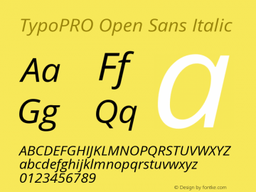 TypoPRO Open Sans Italic Version 1.10 Font Sample