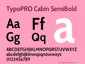 TypoPRO Cabin SemiBold Version 1.006 Font Sample