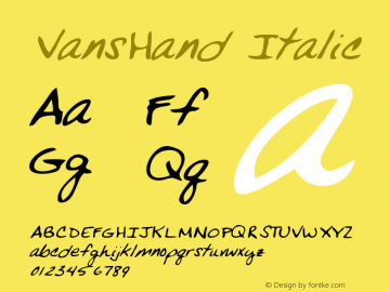 VansHand Italic WSI: 1/11/98 Font Sample