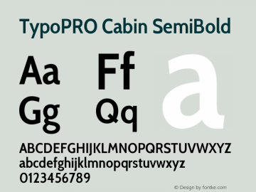 TypoPRO Cabin SemiBold Version 1.006 Font Sample