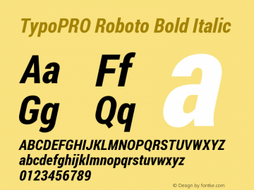 TypoPRO Roboto Bold Italic Version 1.200311; 2013 Font Sample