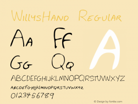 WillysHand Regular The IMSI MasterFonts Collection, tm 1996 IMSI (International Microcomputer Software Inc.) Font Sample