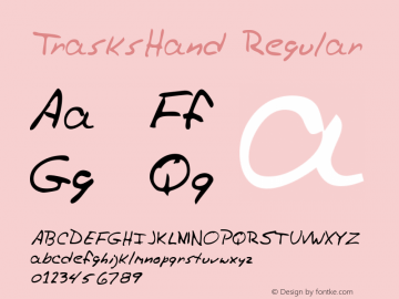 TrasksHand Regular Handwriting KeyFonts, Copyright (c)1995 SoftKey Multimedia, Inc., a subsidiary of SoftKey International, Inc.图片样张