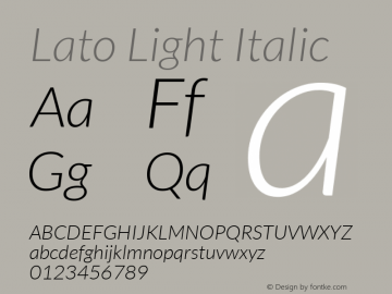 Lato Light Italic Version 1.104; Western+Polish opensource图片样张