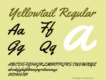 Yellowtail Regular Version 1.000 Font Sample