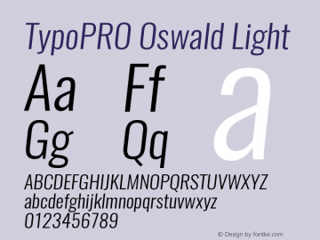 TypoPRO Oswald Light 3.0; ttfautohint (v0.95.6-bc232) -l 8 -r 50 -G 200 -x 0 -w 