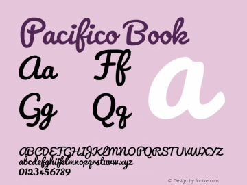 Pacifico Book Version 2.00 Font Sample