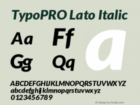 TypoPRO Lato Italic Version 1.105; Western+Polish opensource Font Sample