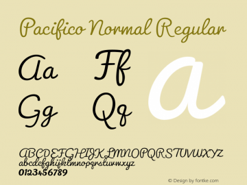 Pacifico Normal Regular Version 1.000;PS 001.000;hotconv 1.0.70;makeotf.lib2.5.58329图片样张