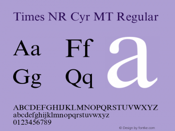 Times NR Cyr MT Regular Version 1.0 - November 1992 Font Sample