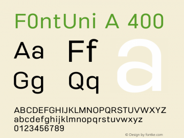 F0ntUni A 400 Version 0.1-beta1 Font Sample