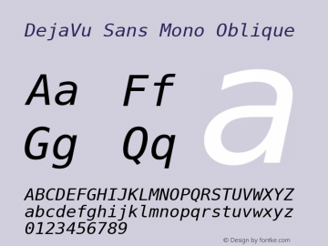 DejaVu Sans Mono Oblique Version 2.34 Font Sample