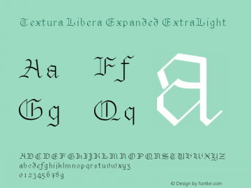Textura Libera Expanded ExtraLight Version 0.2.2 Font Sample
