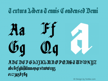 Textura Libera Tenuis Condensed Demi Version 0.2.2 Font Sample
