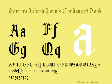 Textura Libera Tenuis Condensed Book Version 0.2.2 Font Sample