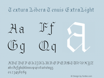 Textura Libera Tenuis ExtraLight Version 0.2.2 Font Sample