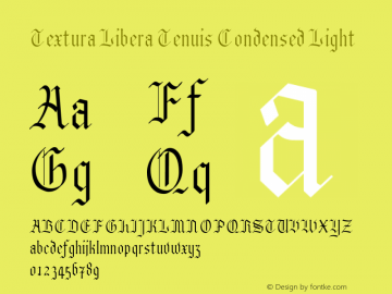 Textura Libera Tenuis Condensed Light Version 0.2.2 Font Sample