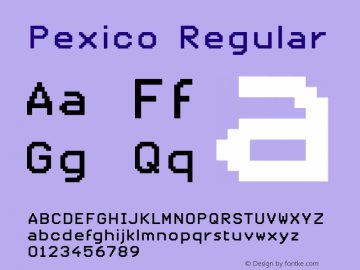 Pexico Regular Version 1.000;PS 001.001;hotconv 1.0.56图片样张