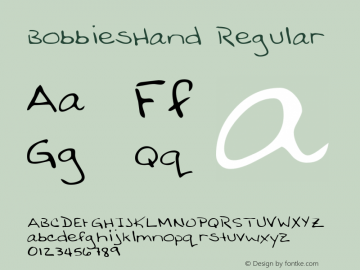 BobbiesHand Regular Print Artist: Sierra On-Line, Inc. Font Sample