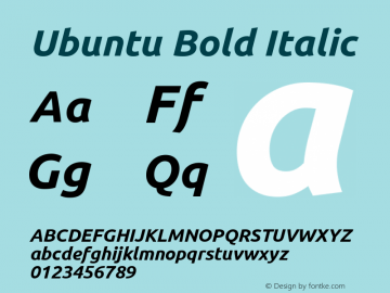 Ubuntu Bold Italic Version 0.80 Font Sample