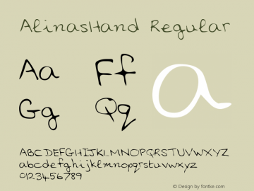 AlinasHand Regular Handwriting KeyFonts, Copyright (c)1995 SoftKey Multimedia, Inc., a subsidiary of SoftKey International, Inc.图片样张