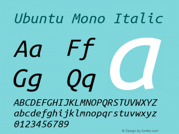 Ubuntu Mono Italic Version 0.80图片样张