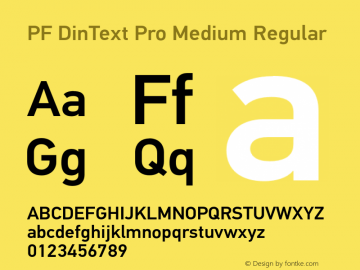 PF DinText Pro Medium Regular Version 3.002 Font Sample