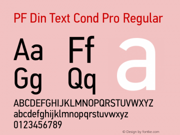 PF Din Text Cond Pro Regular Version 2.006 Font Sample