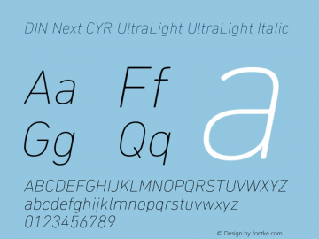 DIN Next CYR UltraLight UltraLight Italic Version 1.00;com.myfonts.linotype.din-next.std-cyrillic-ultralight-italic.wfkit2.3Kxo图片样张