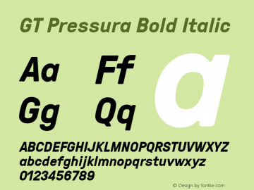 GT Pressura Bold Italic Version 1.000图片样张