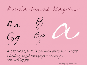 AnniesHand Regular Handwriting KeyFonts, Copyright (c)1995 SoftKey Multimedia, Inc., a subsidiary of SoftKey International, Inc.图片样张