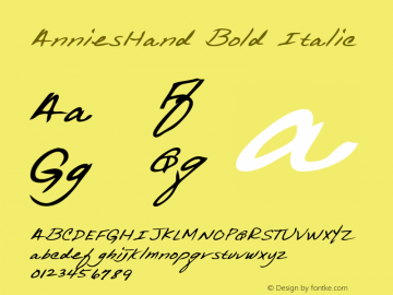 AnniesHand Bold Italic WSI: 1/10/98图片样张