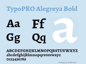 TypoPRO Alegreya Bold Version 1.003 Font Sample