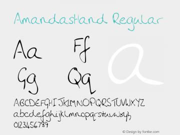 AmandasHand Regular Handwriting KeyFonts, Copyright (c)1995 SoftKey Multimedia, Inc., a subsidiary of SoftKey International, Inc.图片样张