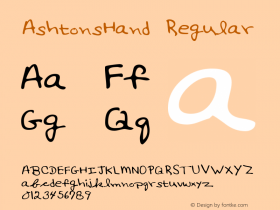 AshtonsHand Regular Handwriting KeyFonts, Copyright (c)1995 SoftKey Multimedia, Inc., a subsidiary of SoftKey International, Inc. Font Sample